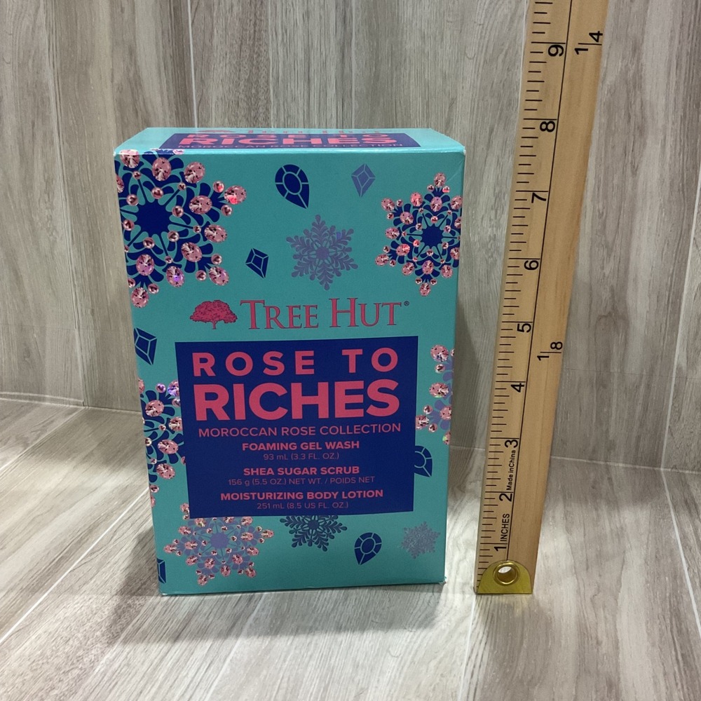 Tree Hut Rose to Riches Moroccan Rose Collection‎ 3 Piece Bath and Body Gift Set